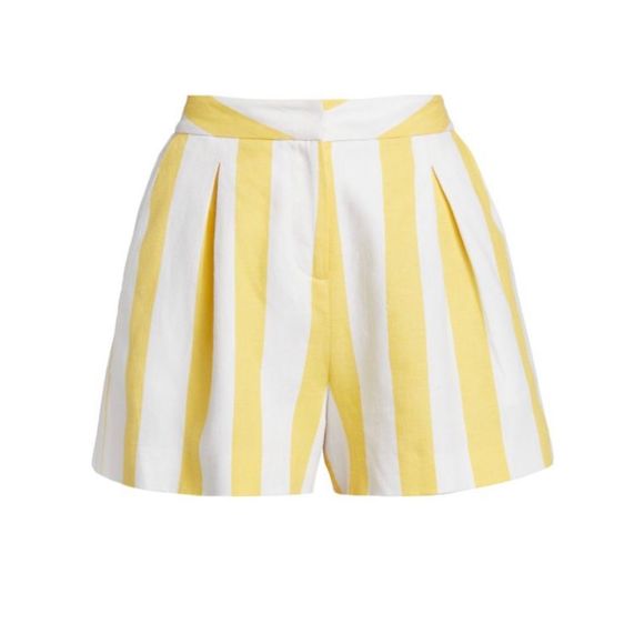 L'AGENCE Vittoria Striped High Waisted Linen Shorts Size 6 NWT